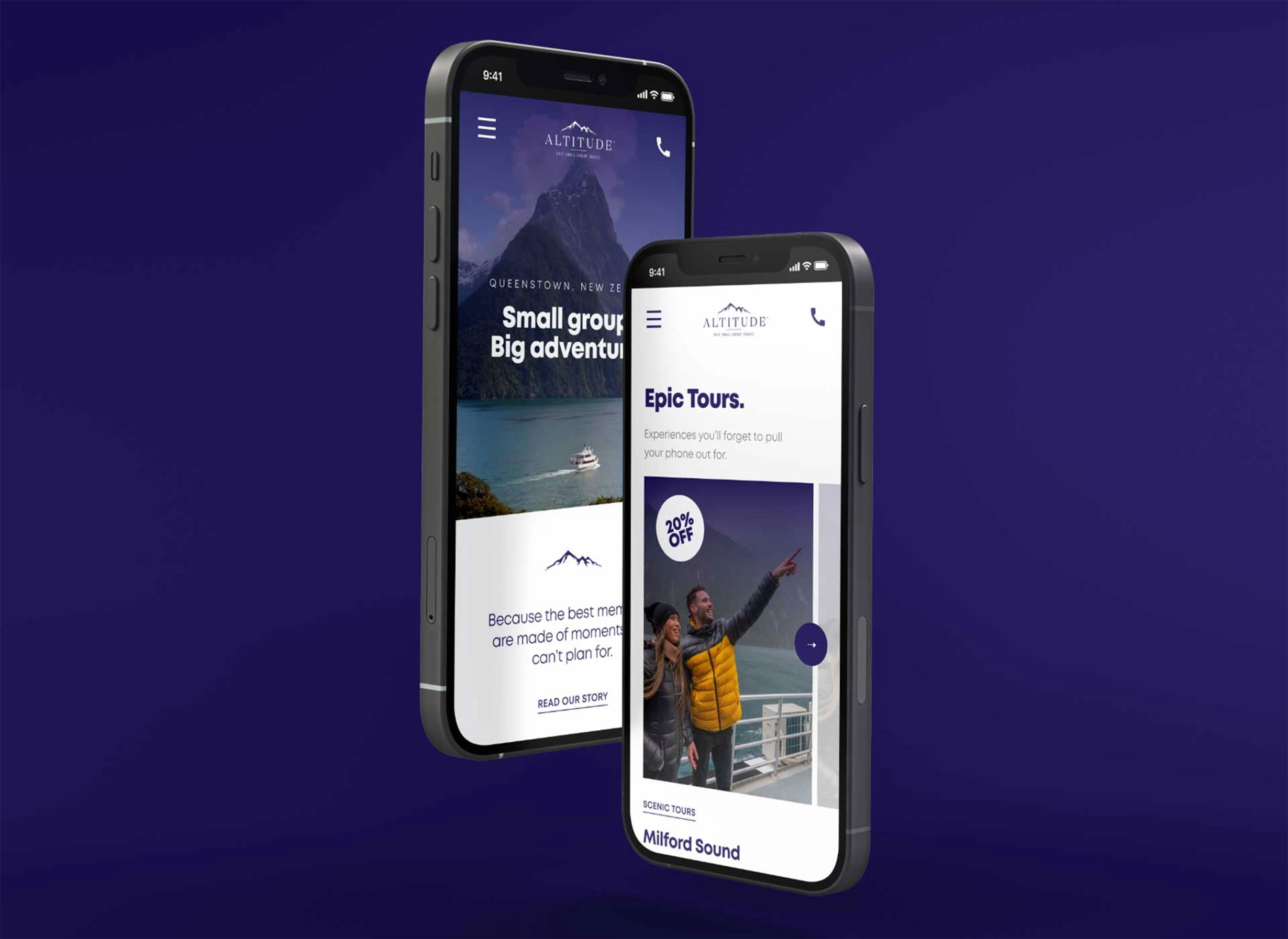 Mobile web design for Altitude Tours