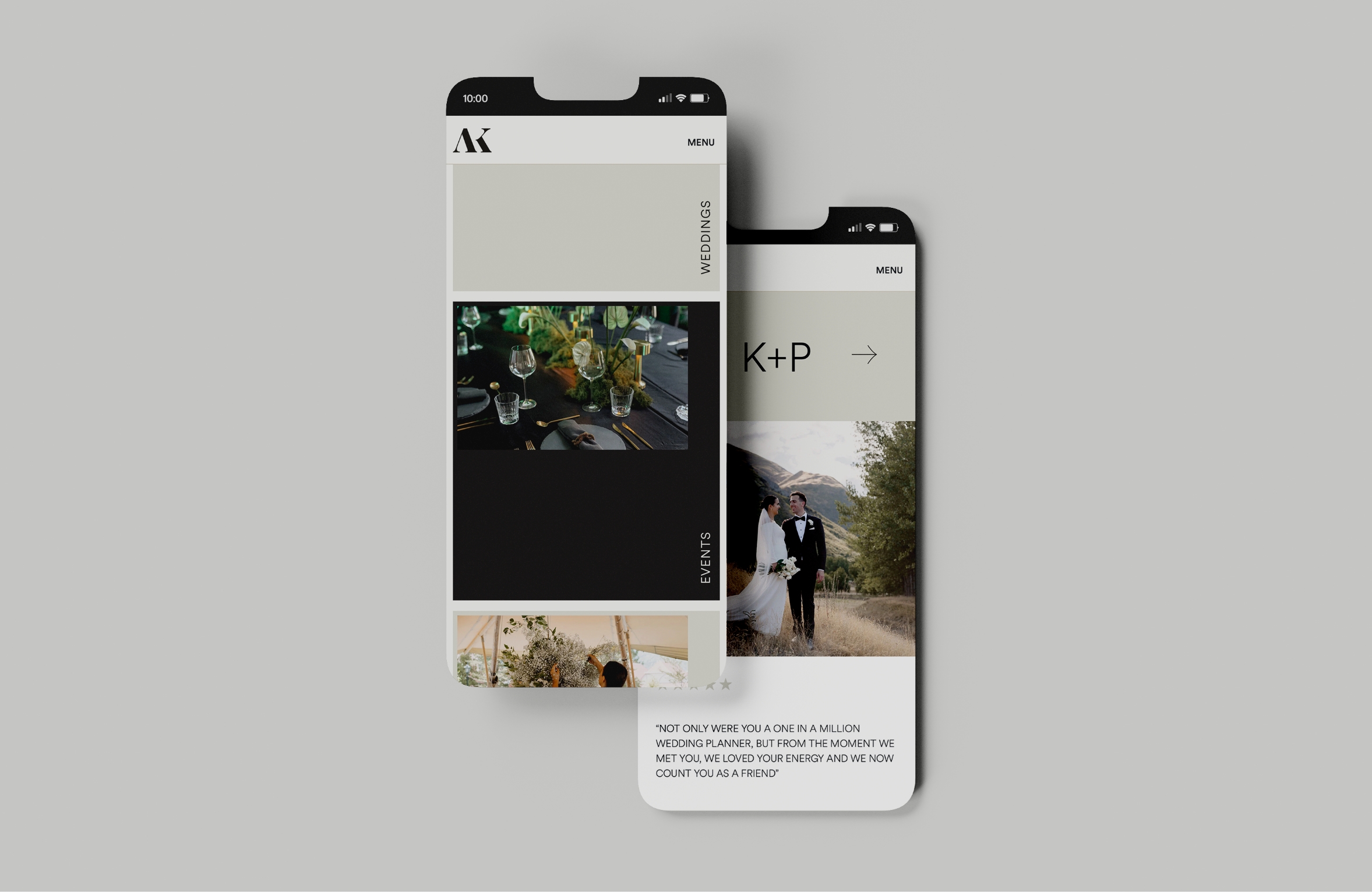 mobile design of wedding planner website